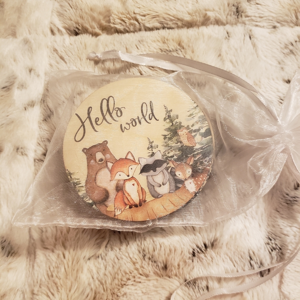 NWOT Baby Woodland animals month tags